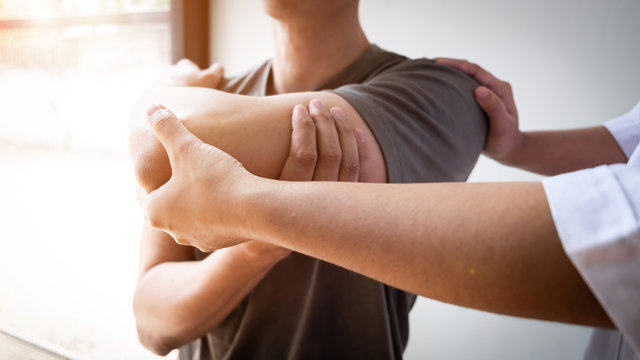 Athlete receiving physiotherapy